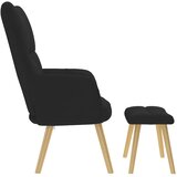  Stolica za opuštanje s tabureom od tkanine crna | shoptok.hr