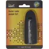 Punjač, kućni i auto, 2in1 - KUĆNI I AUTO PUNJAČ, 2IN1, Crni