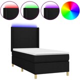 vidaXL Box spring postelja z vzmetnico LED črna 90x190 cm blago | Shoptok.si