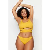 Trendyol Curve Plus Size Bikini Bottom - Yellow - Plain Cene