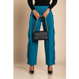 Fenzy Elegantne Hlače Z Gumbi, Petrol | Shoptok.si