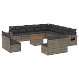  14-dijelni set vrtnih sofa od poliratana s jastucima sivi | shoptok.hr