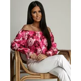 Fasardi Women's Spanish blouse with long sleeves, navy pink
