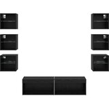 TV omarica z LED lučmi s predalom 8 pcs Črna Orehovina Steklo, (5000112966) | Shoptok.si