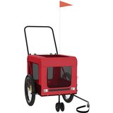 Prikolica za bicikl za ljubimce crveno-crna tkanina i željezo | shoptok.hr
