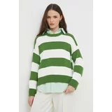 United Colors Of Benetton Bombažen pulover zelena barva