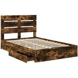  Krevet s od storage s uzglavljem Dimljeni hrast 135 x 190 cm | shoptok.hr
