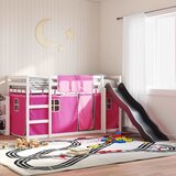  Krevet na kat s toboganom i zavjesama ružičasti 90 x 190 cm | shoptok.hr