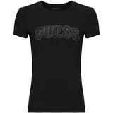 Guess Majice s kratkimi rokavi LOGO LACE Črna