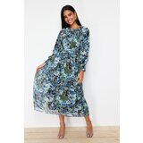 Trendyol Black Blue Floral Sash Detailed Woven Dress Cijene