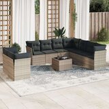 vidaXL 10-dijelni set vrtnih sofa poliratan s jastucima svijetlosivi | shoptok.hr