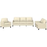 Maison Chic Sedežna garnitura - kavč 3-delna z blazinami krem umetno usnje, (21729384) | Shoptok.si