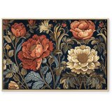  Slika - Tapestry Large Flowers Retro Floral Motif in Kilim Style 120x80 U prirodnom drvenom okviru | shoptok.hr