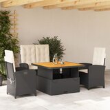  4-dijelni vrtni blagovaonski set od poliratana s jastucima crni Crna Dužina stola 110 cm | shoptok.hr