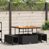 vidaXL 3-delni set za obedovanje na vrtu z blazinami črni poli ratan akacija | Shoptok.si