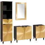 vidaXL Kompleti pohištva za kopalnico s predalom 4 pcs Črna in zlata | Shoptok.si