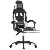  Vrtljiv gaming stol z oporo za noge črno in belo umetno usnje, (21377973) | Shoptok.si