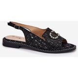 S. BARSKI Leather Sandals With Decoration On Flat Heel S.Barski | Shoptok.si
