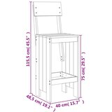 vidaXL barski stolci 2 kom sivi 40 x 48 5 x 115 5 cm masivna borovina | shoptok.hr