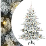 vidaXL Umetno Zložljivo Božično Drevo with 15 LEDs Bela 150 cm PVC | Shoptok.si