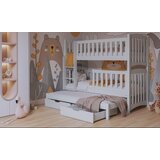 Molarem Home Drveni dječji krevet na kat Nathan III s tri kreveta i ladicom - bijeli - 200x90 cm - Madrac PE pjena 8 cm-spužvasti madrac | shoptok.hr