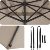 vidaXL Roma dežnik Taupe Velike Poliester & Jeklo | Shoptok.si