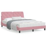 vidaXL Okvir kreveta s LED svjetlima ružičasti 140 x 190 cm baršunasti | shoptok.hr