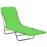 vidaXL Zložljiv ležalnik 2 kosa jeklo in blago zelene barve, (20662836) | Shoptok.si