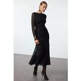 Trendyol Black Bodycon Tulle Knit Dress