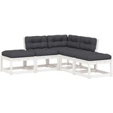Maison Chic Seti vrtnega pohištva - Vrtna garnitura - Vrtni pohištvo set 5-delna z blazinami bela trdna borovina, (21814904) | Shoptok.si