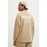 Hugo Blue Bombažen pulover moški, bež barva, 50510732