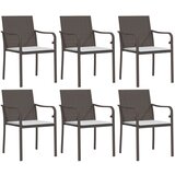 Maison Chic Vrtni stoli - Stol za vrt z blazinami 6 kosov rjavi 56x59x84 cm poli ratan JS2370, (21876618) Cene