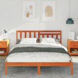  Konstrukcija postelje z vzglavjem Voskast rjav 150 x 200 cm, (5000126651) | Shoptok.si
