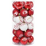  Set božićnih kuglica 30 kom. Crvena i bijela Ø 6 cm Plastika - Crvena i bijela (blagdanski natpis) | shoptok.hr