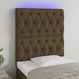 vidaXL LED posteljno vzglavje temno rjavo 80x7x118/128 cm blago | Shoptok.si