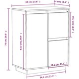  Komoda bijela 60 x 34 x 75 cm od masivne borovine | shoptok.hr