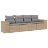  The Living Store Vrtna sedežna garnitura 4-delna z blazinami bež poli ratan - Vrtna Sedežna Garniture, (21452524) | Shoptok.si