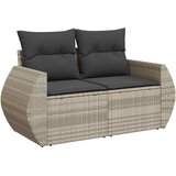 Maison Chic Vrtni kavč - Zunanji kavč z blazinami 2-sedežni svetlo siv poli ratan, (22043889) | Shoptok.si