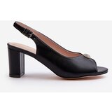 EVENTO Elegant Sandals With Ornament on Heel Black Trasea | shoptok.hr