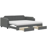 vidaXL Izvlečna dnevna postelja s predali temno siva 90x200 cm blago, (20929687) Cene