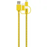 SCHWAIGER USB kabel USB 2.0 USB-A utikač, USB-C® utikač, Apple Lightning utikač, USB-Micro-B utikač 1.20 m crna, žuta s oznakom po metru WKU310 511