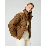Koton Quilted Puffer Jacket Stand Collar Zippered Pocket