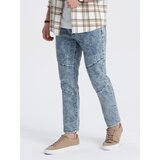 Ombre Spodnie męskie jeansowe z przeszyciem na kolanach - niebieskie | shoptok.hr
