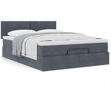 vidaXL Otomanski posteljni okvir z vzmetnico siv 140x190 cm žamet | Shoptok.si