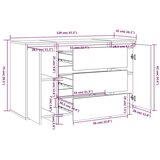 vidaXL komoda s 3 predali visok sijaj bela 120x41x75 cm iverna plošča | Shoptok.si