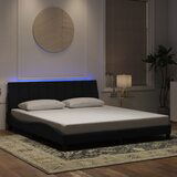 Maison Chic Posteljni okvir - Dvoposteljna postelja - Zakonska postelja z LED lučkami črn 180x200 cm žamet, (21694238) | Shoptok.si