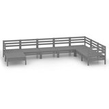 Maison Chic Seti vrtnega pohištva - Vrtna garnitura - Vrtni pohištvo set 8-delna trdna borovina siva, (21800406) | Shoptok.si