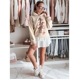 DStreet Bluza damska oversize z kapturem LOVEWILL beżowa | shoptok.hr