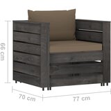  2-dijelna vrtna garnitura s jastucima sivo impregnirano drvo Tupe | Shoptok.si