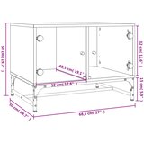  Stolić za kavu sa staklenim vratima boja betona 68,5x50x50 cm | shoptok.hr